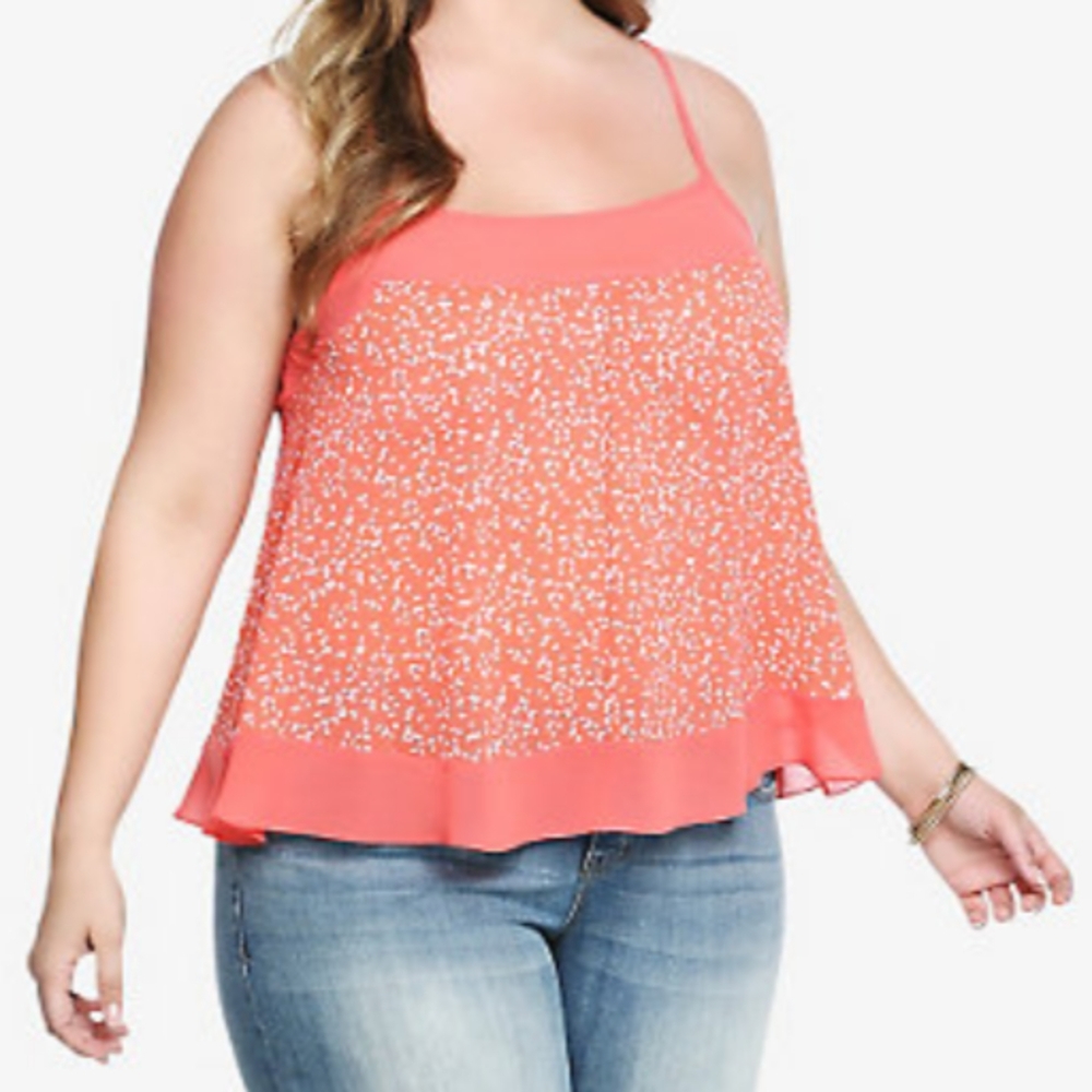 Torrid Diamond Print (Coral) Chiffon Tank Top